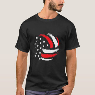 Volleyball In American Flag Cool Volleyball Player T Shirt