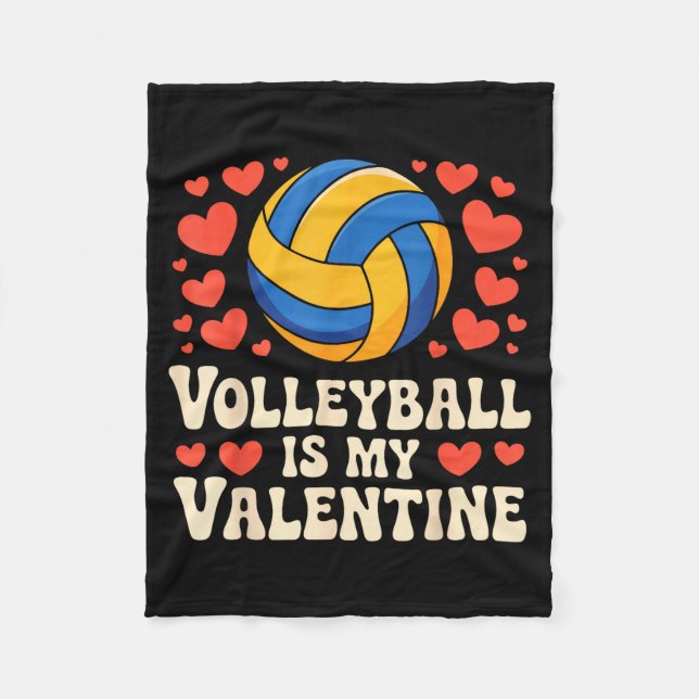 Volleyball Is My Valentine Romantic Valentines Day Fleecefilt (Framsidan)