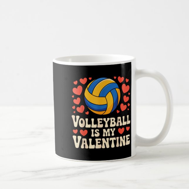 Volleyball Is My Valentine Romantic Valentines Day Kaffemugg (Höger)