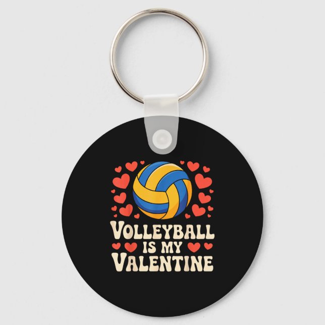 Volleyball Is My Valentine Romantic Valentines Day Nyckelring (Framsida)