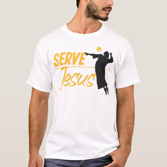 Volleyball  Jesus Kristus T Shirt (Framsida)