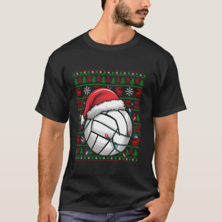 Volleyball Julafton Ljus Ugly Santa Hat Volleyball T Shirt