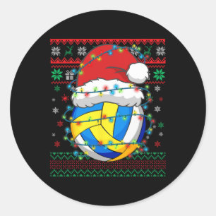 Volleyball Julafton Santa Sports Hat Runt Klistermärke