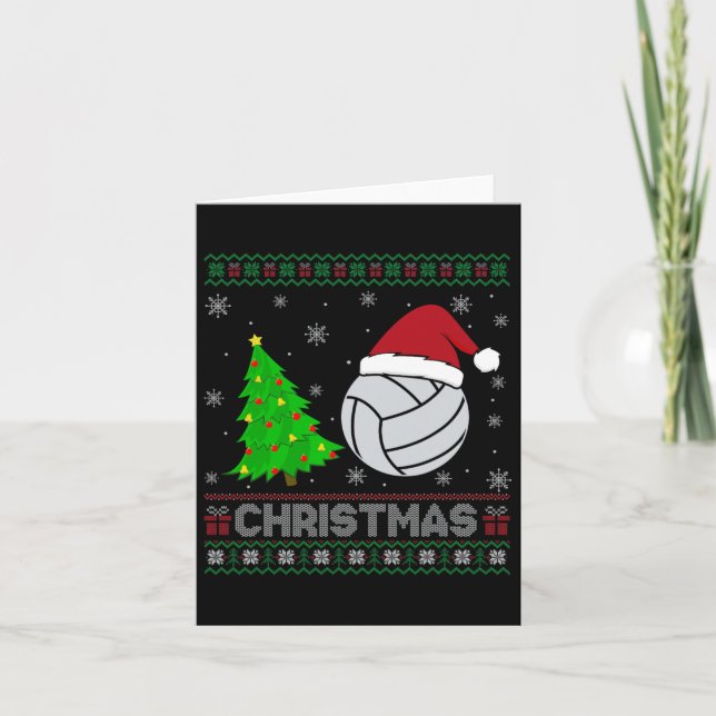 Volleyball Julafton Träd Lighting Ugly God jul Swe Kort (Framsida)
