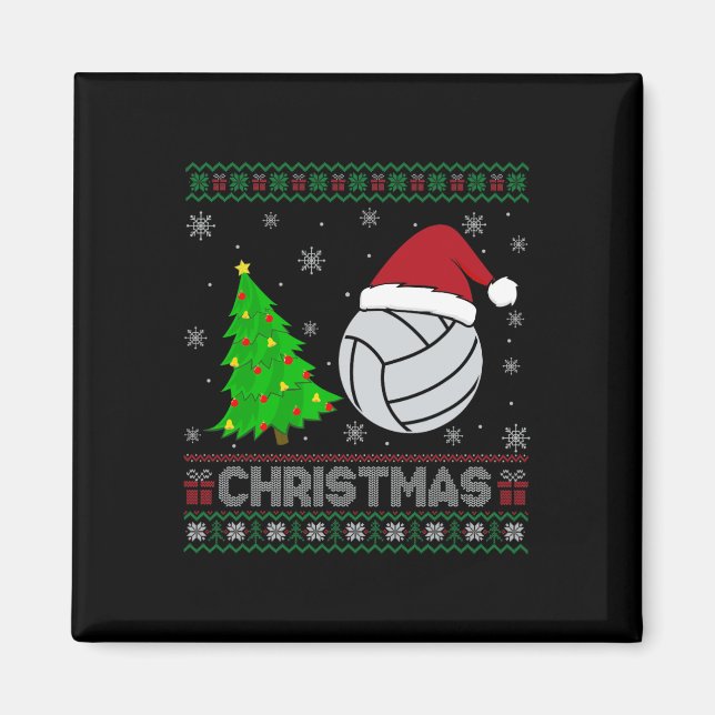 Volleyball Julafton Träd Lighting Ugly God jul Swe Magnet (Framsidan)