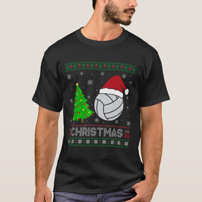 Volleyball Julafton Träd Lighting Ugly God jul Swe T Shirt (Framsida)