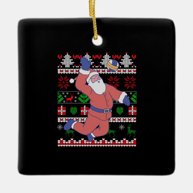 Volleyball Jultomten Ugly jul Julgransprydnad Keramik (Framsida)