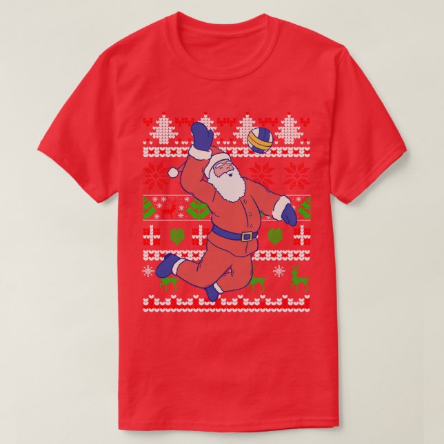 Volleyball Jultomten Ugly jul T Shirt (Design framsida)
