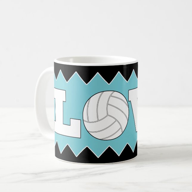 Volleyball KÄRLEK Anpassningsbar Färg Roligt Kaffe Kaffemugg (Framsida vänster)