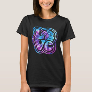 Volleyball KÄRLEK Blue Lila Tie Dye Stil Letterin T Shirt