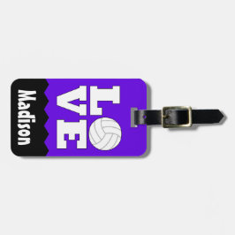 Volleyball KÄRLEK eget namn och Färg Cute Bag-Märk Bagagebricka