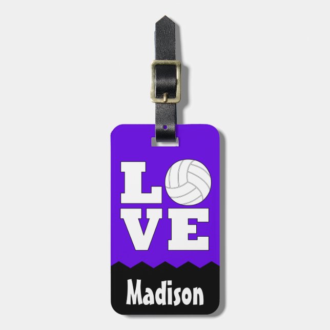 Volleyball KÄRLEK eget namn och Färg Cute Bag-Märk Bagagebricka (Vertikal Framsida)