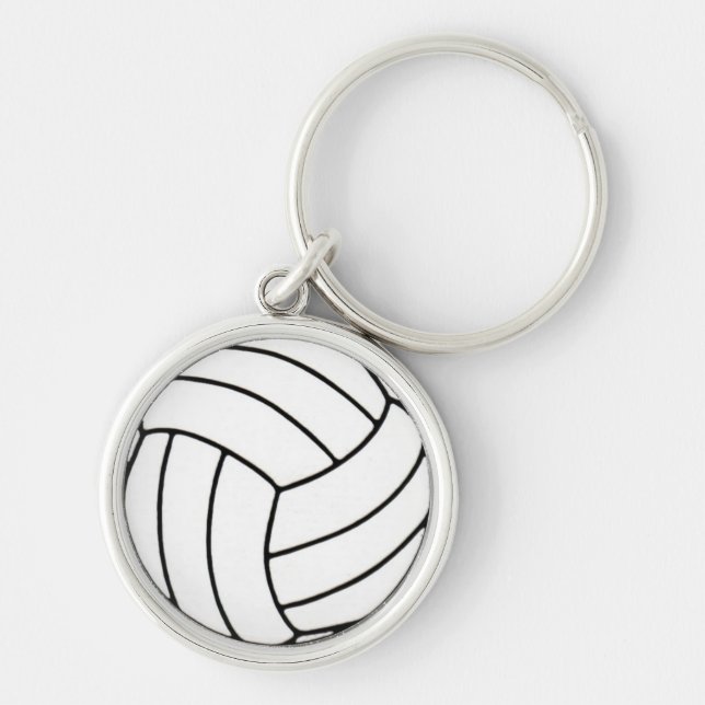 Volleyball Keychain Rund Silverfärgad Nyckelring (Framsidan)