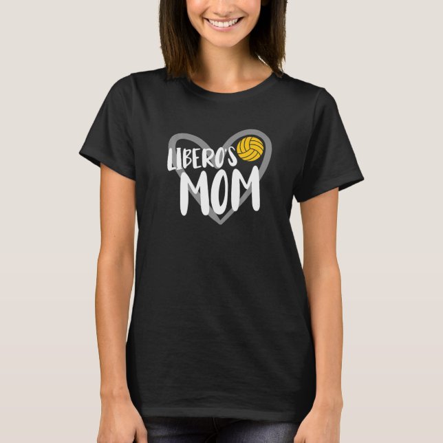 Volleyball Libero's Mom Heart   T Shirt (Framsida)