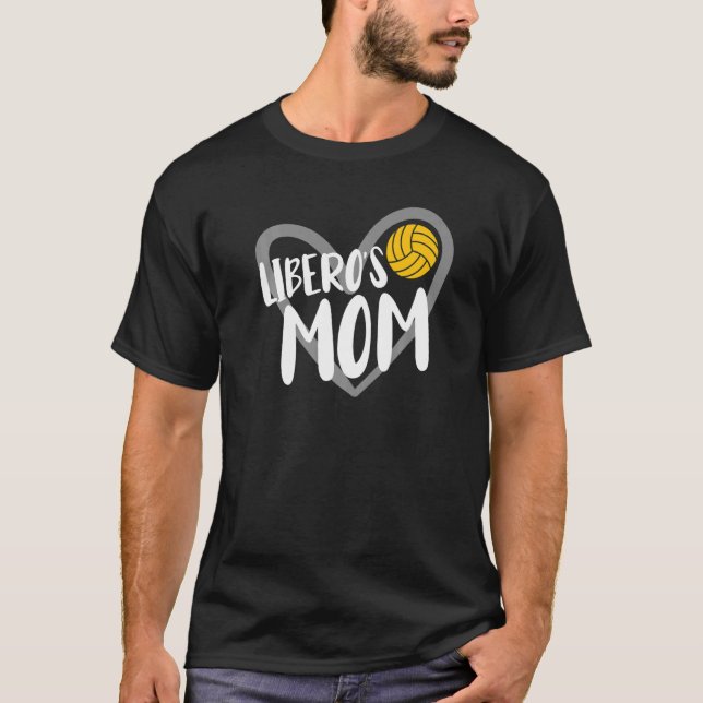 Volleyball Libero's Mom Heart   T Shirt (Framsida)