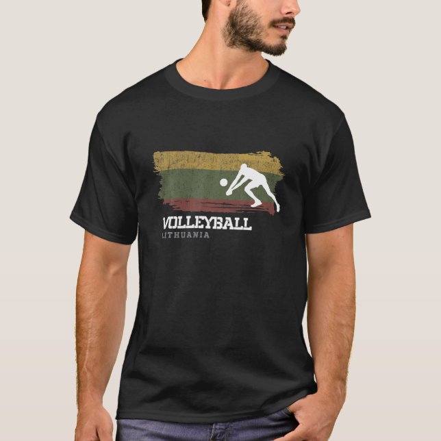 Volleyball Litauens Flagga Team Indoor Beach Playe T Shirt (Framsida)