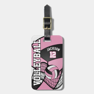 Volleyball 🏐 - Ljus rosa, svart och vit Bagagebricka