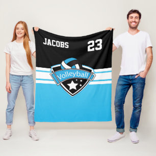 Volleyball 🏐 Logotyp i Baby blue, vit och svart Fleecefilt