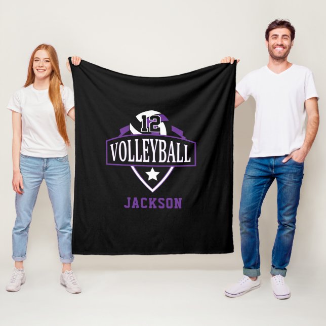 Volleyball-Logotyp med DIY-nummer - Lila Fleecefilt (På plats)