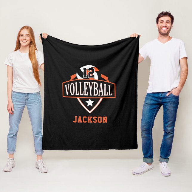 Volleyball-Logotyp med DIY-nummer - Orange Fleecefilt (På plats)