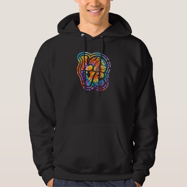 Volleyball LOVE Groovy Tie Dye Style Lettering Hoodie (Framsida)