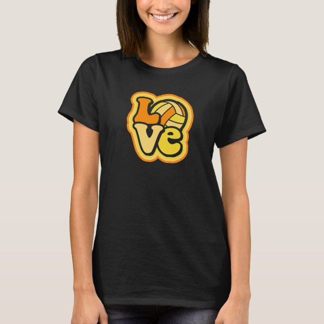 Volleyball Love Orange & Yellow for Teens & Women  T Shirt (Framsida)