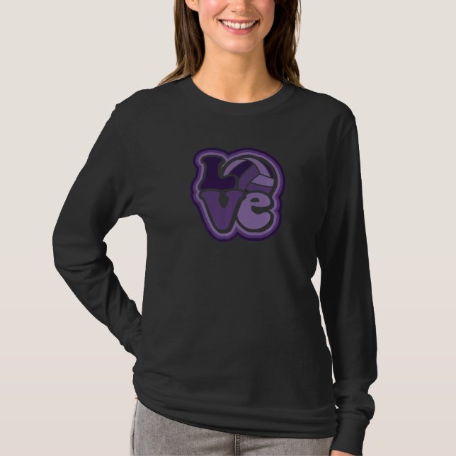 Volleyball Love Violet & Purple for Teens & Women  T Shirt (Framsida)