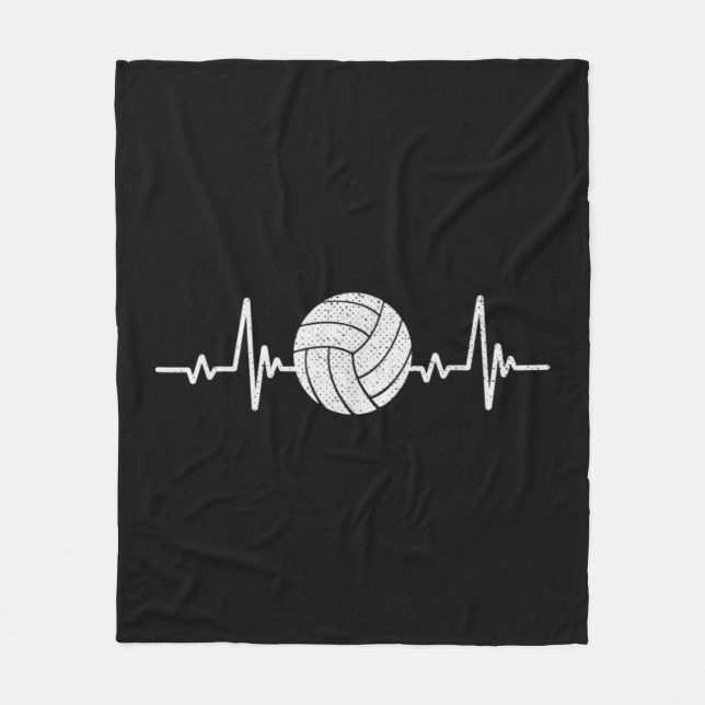 Volleyball Lover Heartbeat Vintage Retro Volleybal Fleecefilt (Framsidan)