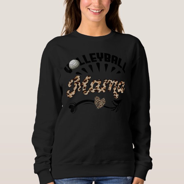Volleyball Mama Leopard  Ball Mom Mother's Day T Shirt (Framsida)