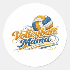 Volleyball Mama Sticker (Retro Script) Runt Klistermärke