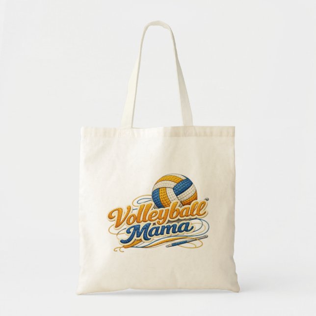 Volleyball Mama Tote Bag (Retro Script) Tygkasse (Framsidan)
