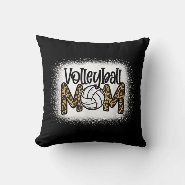 Volleyball Mamma Leopard Bleached Roligt Mors dag  Kudde (Framsida)