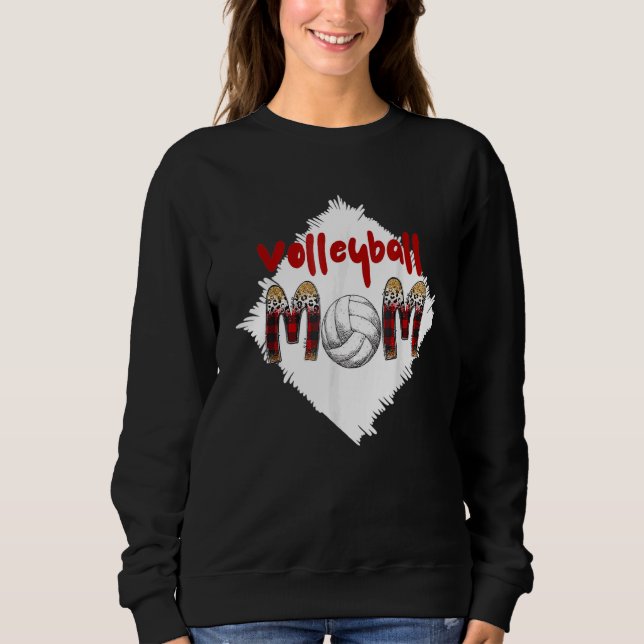 Volleyball Mamma Leopard Boll Mamma Mors dag T Shirt (Framsida)