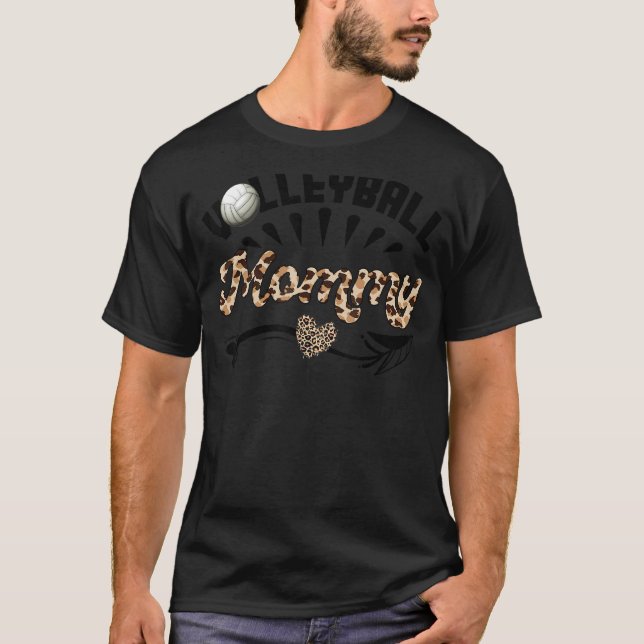 Volleyball Mamma Leopard Boll Mamma Mors dag T Shirt (Framsida)