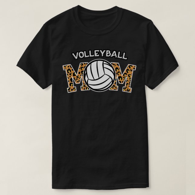Volleyball Mamma Leopard för Mammor som Kärlek vol T Shirt (Design framsida)