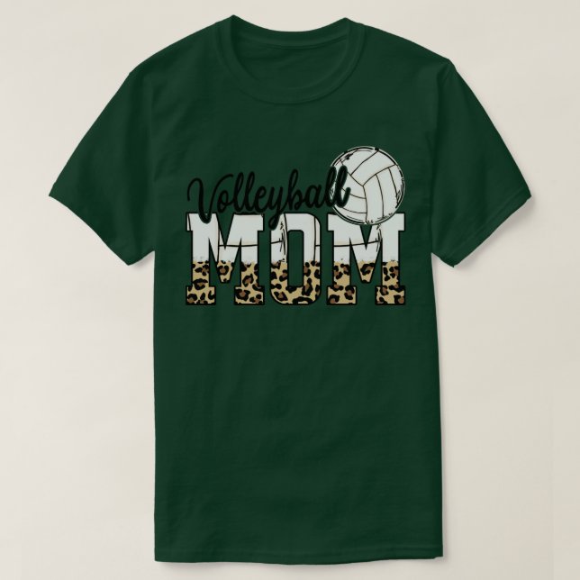 Volleyball Mamma Leopard Skin Design T Shirt (Design framsida)