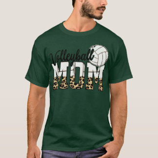 Volleyball Mamma Leopard Skin Design T Shirt