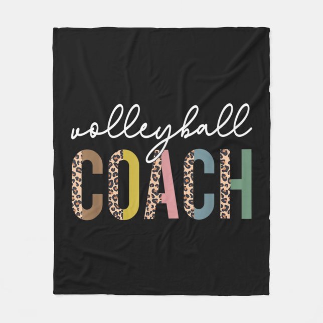 Volleyball Mamma Leopard Volleyball Coach Team Gif Fleecefilt (Framsidan)