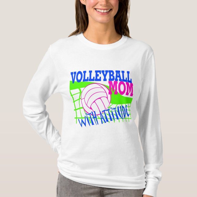 Volleyball Mamma med attityder Tee Shirt (Framsida)