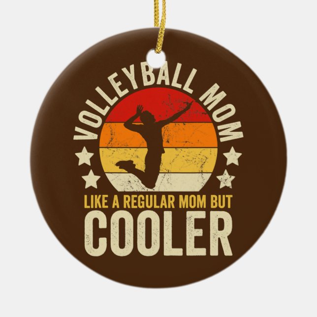 Volleyball Mamma som ett vanligt Mamma men koler Julgransprydnad Keramik (Framsidan)