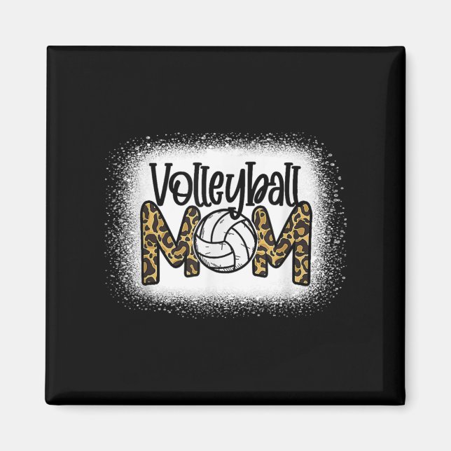 Volleyball Mamma Women Leopard Cute Bleached Rolig Magnet (Framsidan)