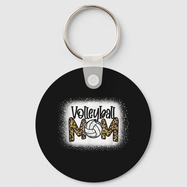 Volleyball Mamma Women Leopard Cute Bleached Rolig Nyckelring (Framsida)