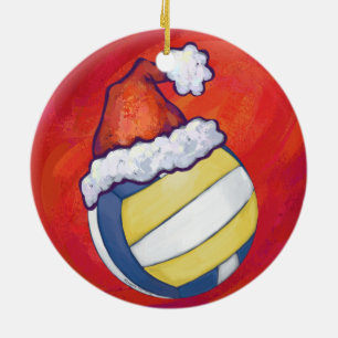 Volleyball med julklapp julgransprydnad keramik