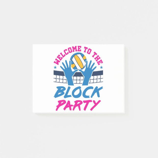 Volleyball Mitten Blocker Välkommen till Blockera  Post-it Block (Framsida)