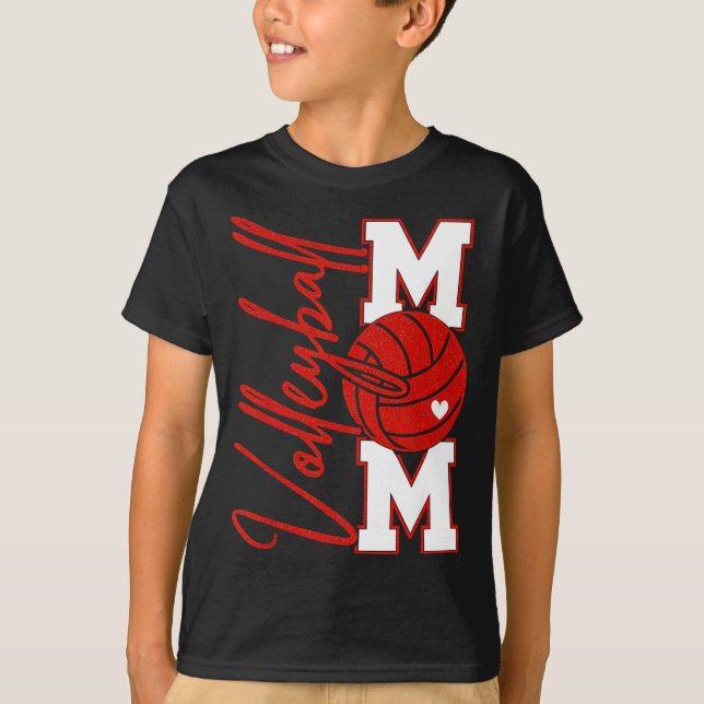 Volleyball Mom Game Day Mama Srts Volleyball Famil T Shirt (Framsida)