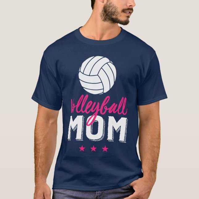Volleyball Mom Proud Mother And Sports Parents fam T Shirt (Framsida)
