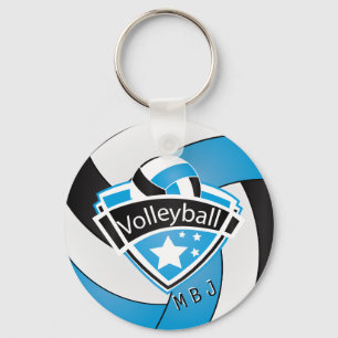 Volleyball - Monogram - Baby blue, vit och svart Nyckelring