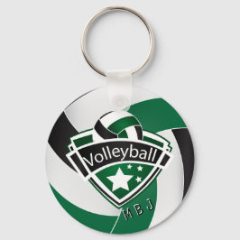 Volleyball - Monogram - Grönt, vit och svart Nyckelring