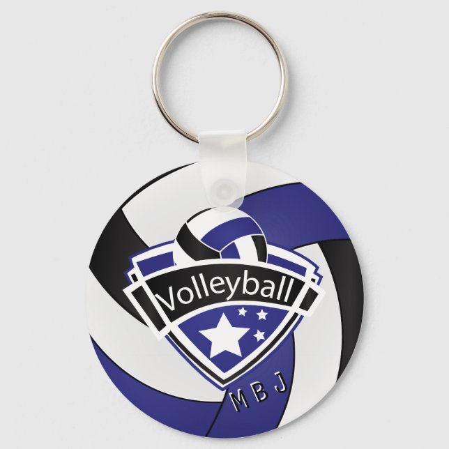 Volleyball - Monogram - Mörk blått, vit och svart Nyckelring (Framsida)