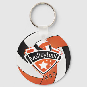 Volleyball - Monogram - Orange, vit och svart Nyckelring